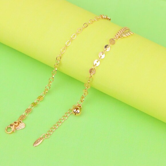 "Rose Gold Leaf Charm Anklet with Moon Pendant, XPAL1184 - Picture 1 of 12